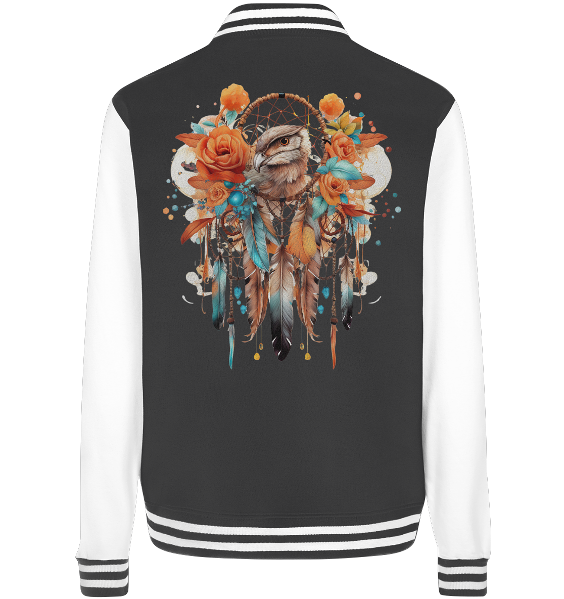 " Eule mit Orangenen Rosen" Traumfänger - College Jacket