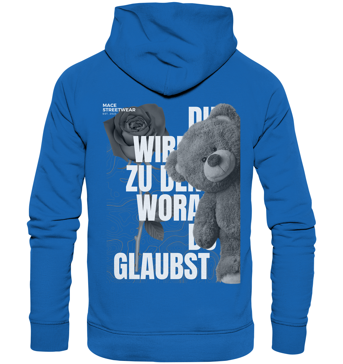 "Du wirdst zu den woran du glaubst" Mace Optimismus - Premium Unisex Hoodie