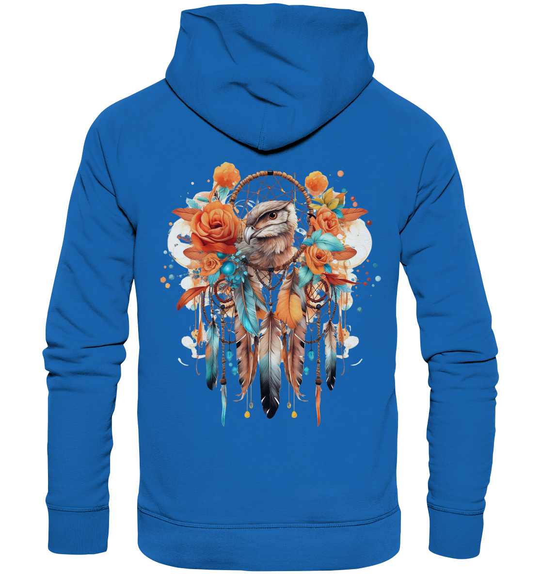 " Eule mit Orangenen Rosen" Traumfänger - Premium Unisex Hoodie