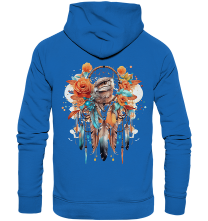 " Eule mit Orangenen Rosen" Traumfänger - Premium Unisex Hoodie