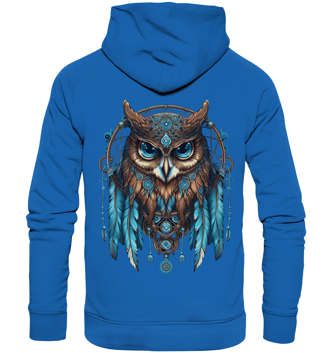 "Eule mit blauen Federn" Traumfänger - Premium Unisex Hoodie