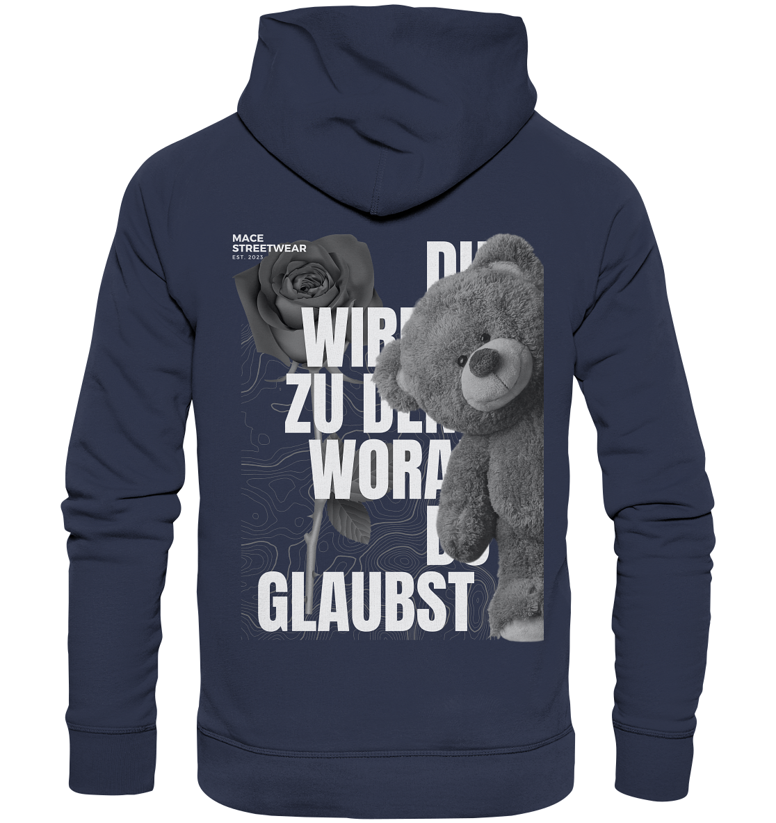 "Du wirdst zu den woran du glaubst" Mace Optimismus - Premium Unisex Hoodie