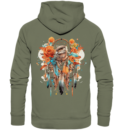 " Eule mit Orangenen Rosen" Traumfänger - Premium Unisex Hoodie