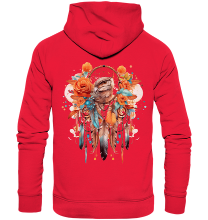 " Eule mit Orangenen Rosen" Traumfänger - Premium Unisex Hoodie