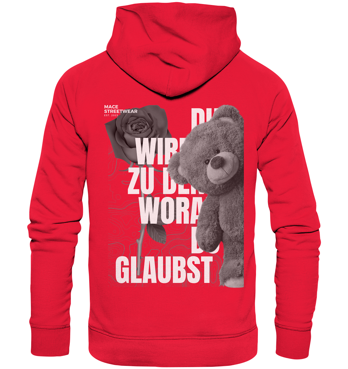 "Du wirdst zu den woran du glaubst" Mace Optimismus - Premium Unisex Hoodie