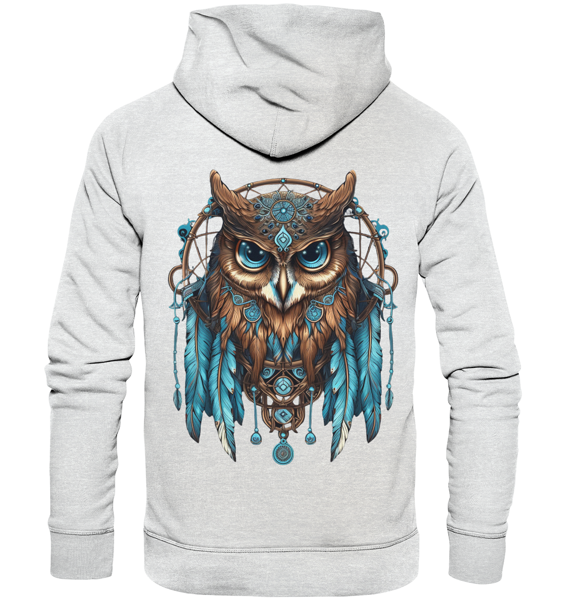 "Eule mit blauen Federn" Traumfänger - Premium Unisex Hoodie