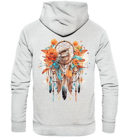 " Eule mit Orangenen Rosen" Traumfänger - Premium Unisex Hoodie