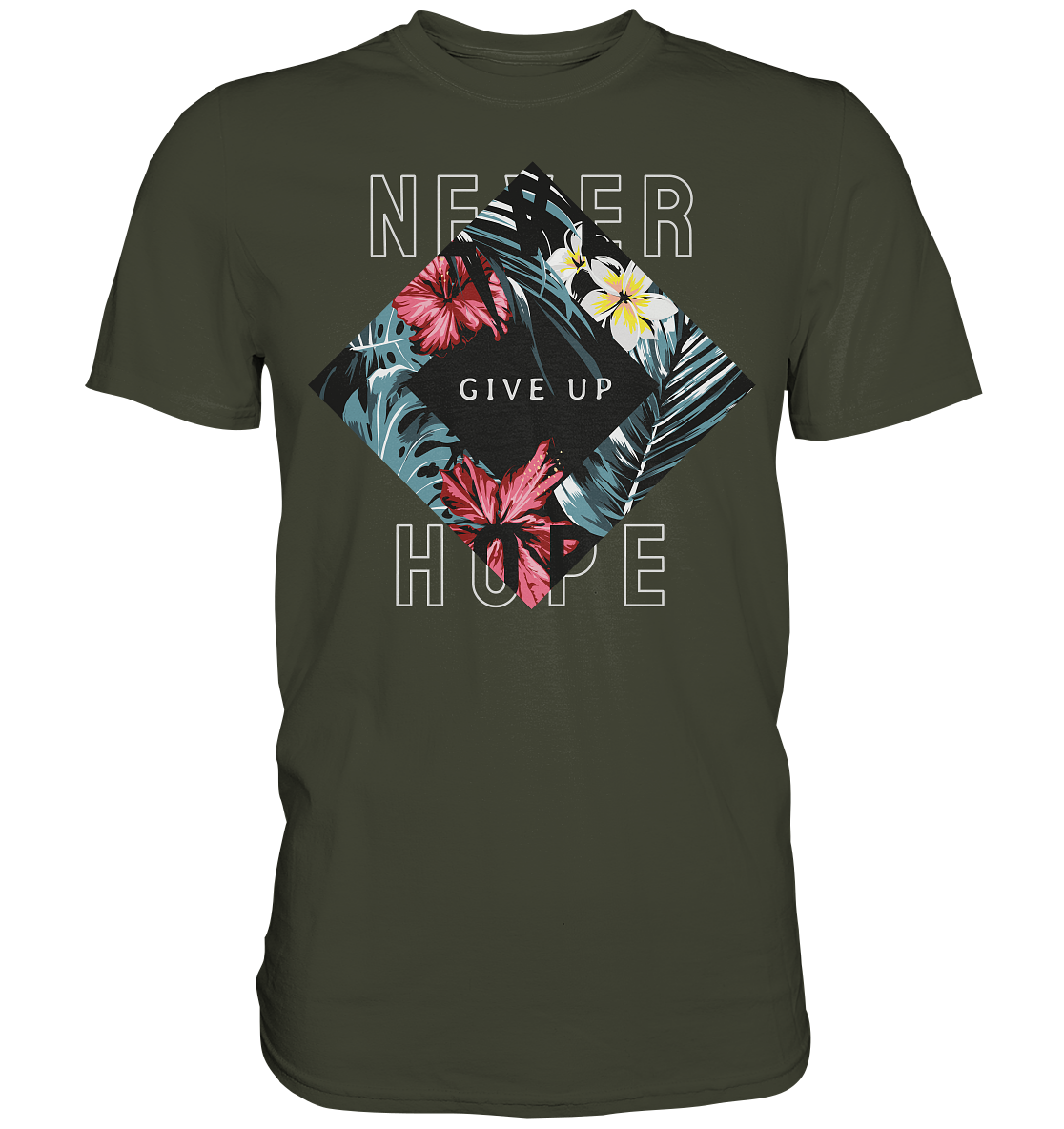 "Never give up" Blumen Streetstyle - Premium Shirt