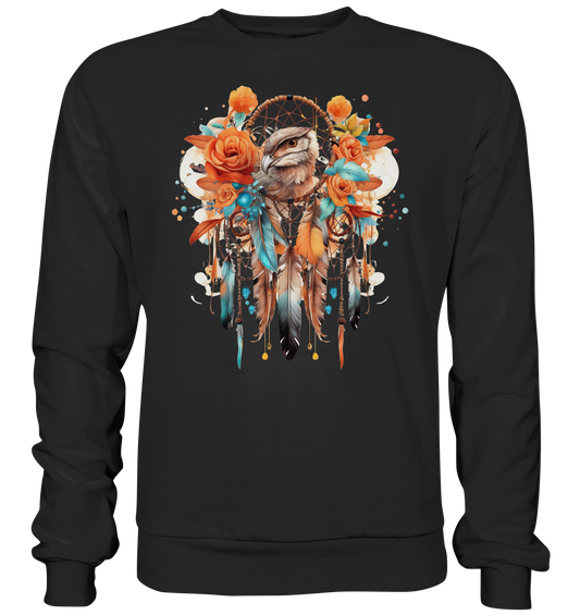 " Eule mit Orangenen Rosen" Traumfänger - Premium Sweatshirt