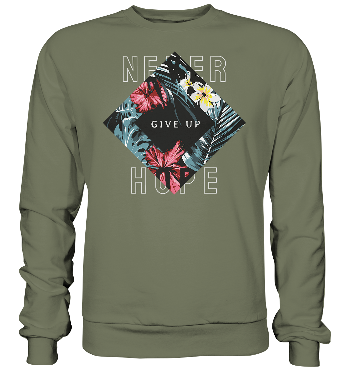 "Never give up" Blumen Streetstyle - Premium Sweatshirt