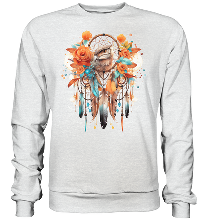 " Eule mit Orangenen Rosen" Traumfänger - Premium Sweatshirt